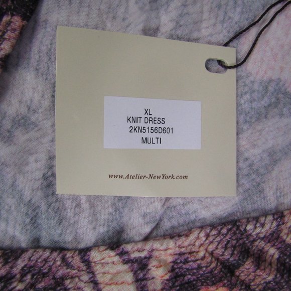 Atelier NY NEW NWT XL V Neck Midi Dress Animal Print Long Sleeve Faux Wrap - Picture 2 of 7